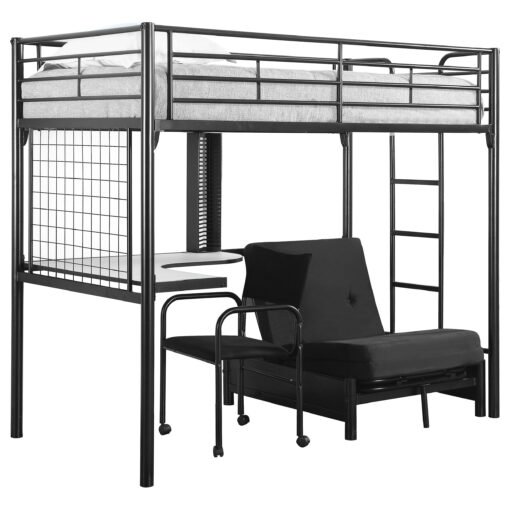 Jenner Metal Twin Futon Workstation Loft Bed Black - Image 3