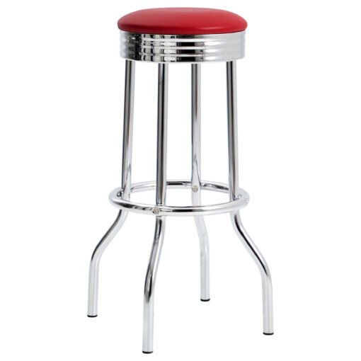 Retro Upholstered Metal Swivel Bar Stool Red (Set of 2) - Image 2
