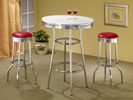 Retro Upholstered Metal Swivel Bar Stool Red (Set of 2) - Image 5
