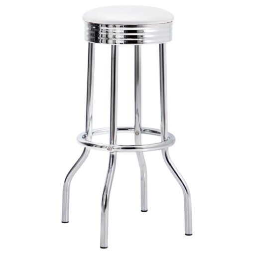 Retro Upholstered Metal Swivel Bar Stool White (Set of 2) - Image 3