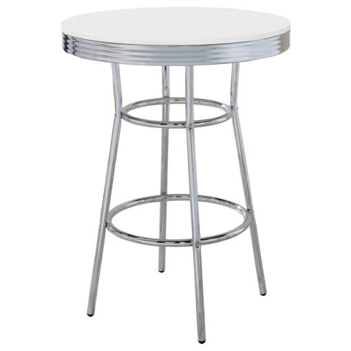Retro 3-piece Round 1950s Bistro Pub Bar Table Set White - Image 3
