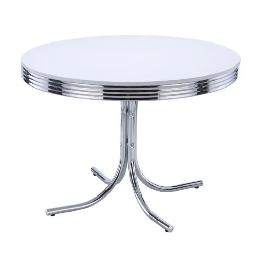 Retro 5-piece Round Dining Table Set White and Red - Image 3
