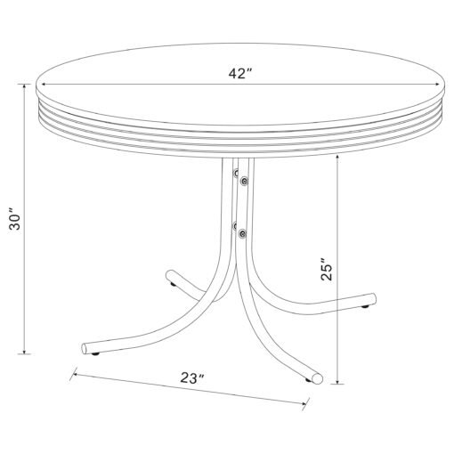 Retro Round 42-inch Wood Top Dining Table White and Chrome - Image 4