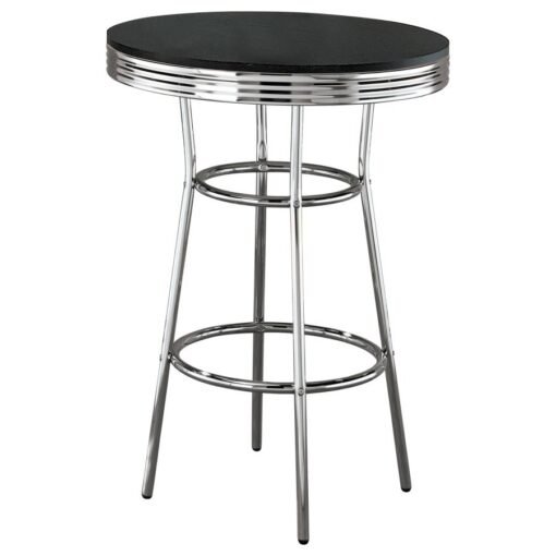 Retro Round 30-inch 1950's Bistro Pub Height Bar Table Black - Image 2