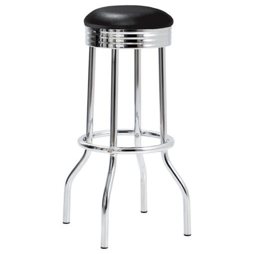Retro Upholstered Metal Swivel Bar Stool Black (Set of 2) - Image 3