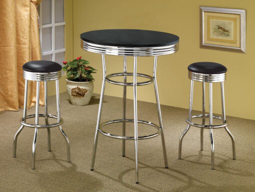 Retro Upholstered Metal Swivel Bar Stool Black (Set of 2) - Image 6