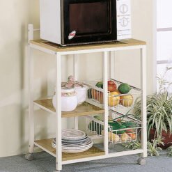 Kelvin 2-shelf Mobile Kitchen Cart Natural Brown and White