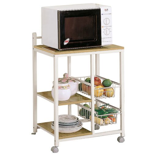 Kelvin 2-shelf Mobile Kitchen Cart Natural Brown and White - Image 2