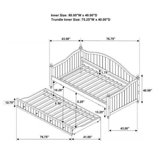 Julie Ann Wood Twin Daybed with Trundle White - Image 3