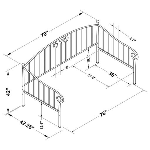 Grover Metal Twin Daybed Black - Image 3