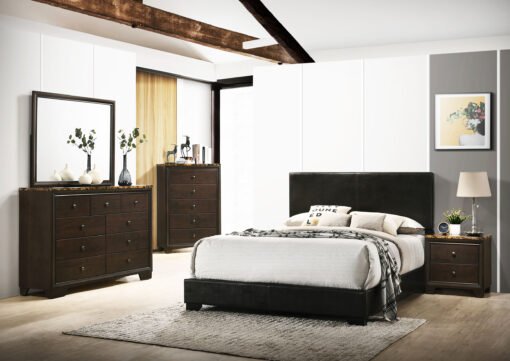 Conner Upholstered Queen Panel Bed Black - Image 5