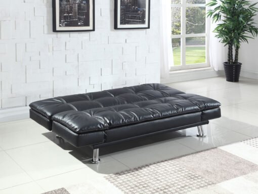 Dilleston Upholstered Tufted Convertible Sofa Bed Black - Image 2