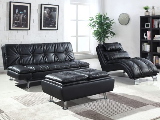 Dilleston Upholstered Tufted Convertible Sofa Bed Black - Image 6