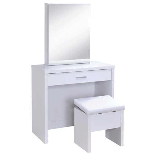 Harvey Vanity Set with Lift-Top Stool White - Image 3