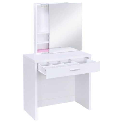 Harvey Vanity Set with Lift-Top Stool White - Image 5