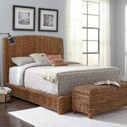 Laughton Woven Banana Leaf Queen Panel Headboard Amber