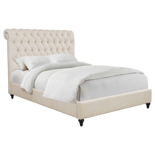Devon 57-inch Upholstered Full Panel Bed Beige - Image 3