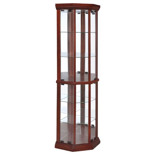 Appledale 6-shelf Corner Curio Display Cabinet Medium Brown - Image 2