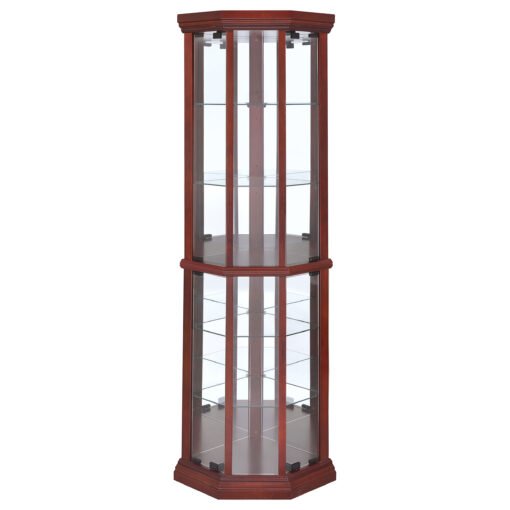 Appledale 6-shelf Corner Curio Display Cabinet Medium Brown - Image 3