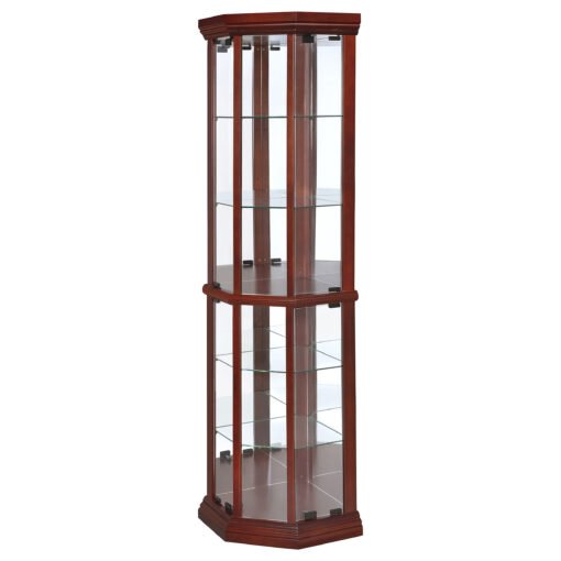 Appledale 6-shelf Corner Curio Display Cabinet Medium Brown - Image 4