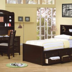 Phoenix Wood Full Storage Bookcase Bed Cappuccino