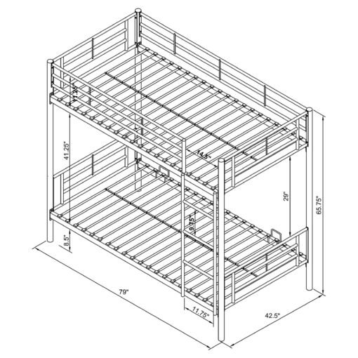 Hayward Metal Twin Over Twin Bunk Bed Black - Image 4