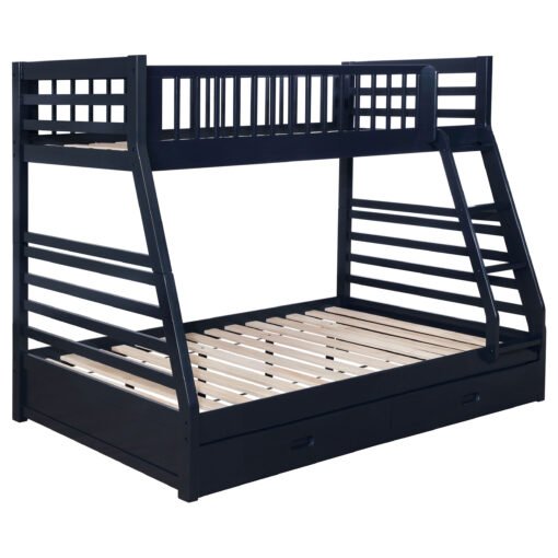 Ashton 2-drawer Wood Twin Over Full Bunk Bed Navy Blue - Image 2