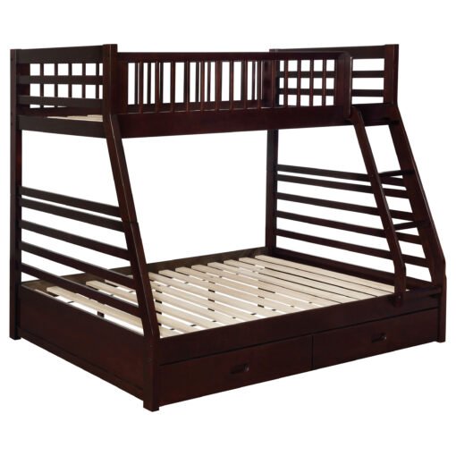 Ashton 2-drawer Wood Twin Over Full Bunk Bed Cappuccino - Image 2