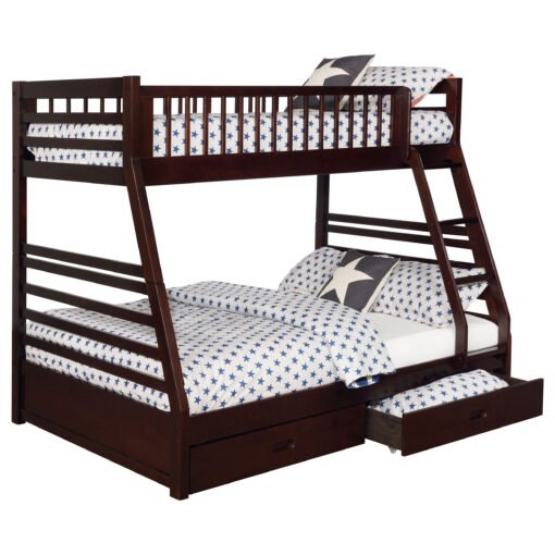 Ashton 2-drawer Wood Twin Over Full Bunk Bed Cappuccino - Image 3