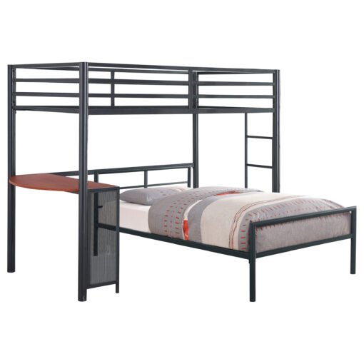 Fisher Twin Over Twin Workstation Loft Bed Set Gunmetal - Image 2
