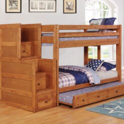 Wrangle Hill Wood Twin Over Twin Bunk Bed Amber Wash