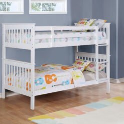 Chapman Wood Twin Over Twin Bunk Bed with Mattress White