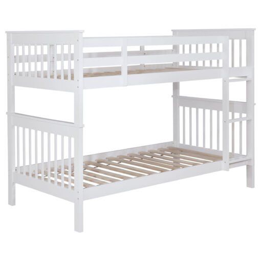 Chapman Wood Twin Over Twin Bunk Bed with Mattress White - Image 3