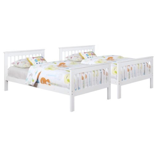 Chapman Wood Twin Over Twin Bunk Bed with Mattress White - Image 4