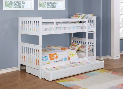 Chapman Wood Twin Over Twin Bunk Bed with Mattress White - Image 6