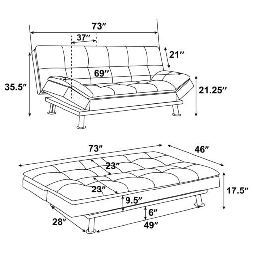 Dilleston Upholstered Tufted Convertible Sofa Bed Grey - Image 5