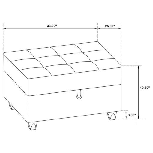 Stonenesse Rectangular Upholstered Storage Ottoman Grey - Image 3