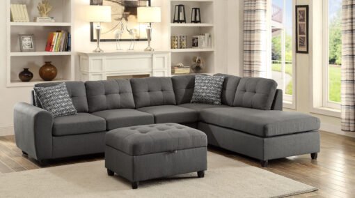 Stonenesse Rectangular Upholstered Storage Ottoman Grey - Image 4