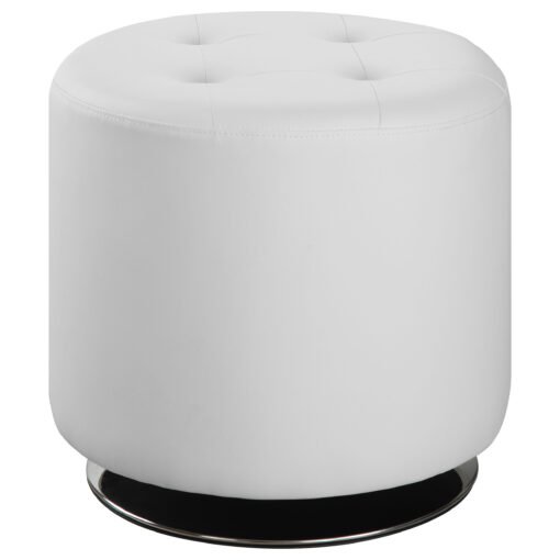 Bowman Round Upholstered Tufted Swivel Ottoman White - Image 2