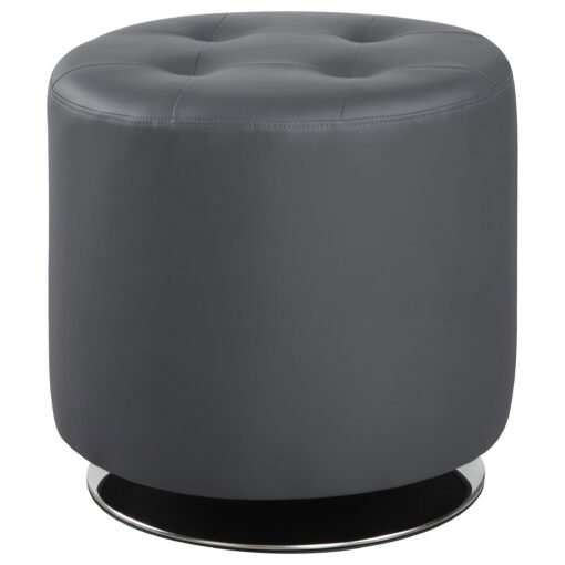 Bowman Round Upholstered Tufted Swivel Ottoman Grey - Image 3