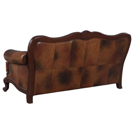 Victoria 3-piece Full Leather Upholstered Sofa Set Brown - Image 4