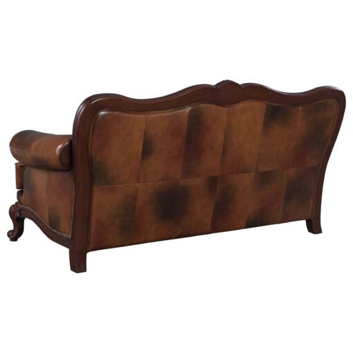Victoria Full Leather Upholstered Rolled Arm Sofa Brown - Image 3
