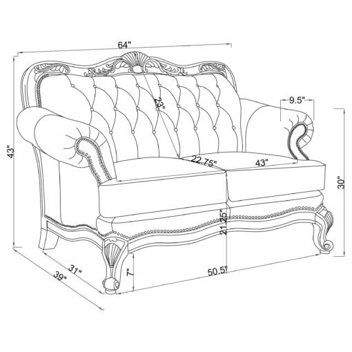 Victoria Full Leather Upholstered Rolled Arm Loveseat Brown - Image 4