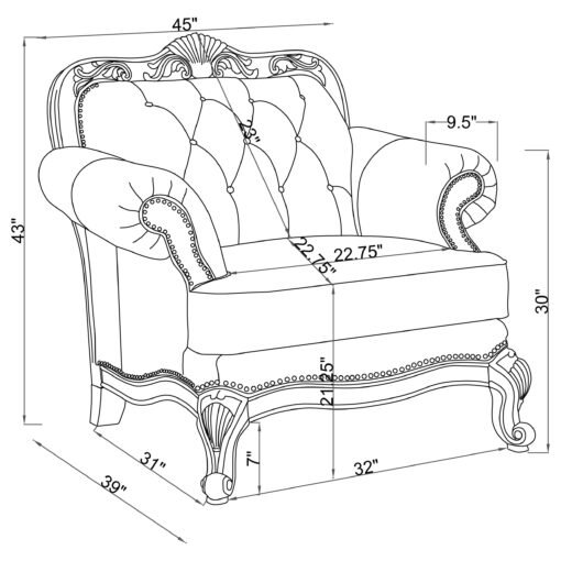 Victoria Full Leather Upholstered Rolled Arm Chair Brown - Image 4