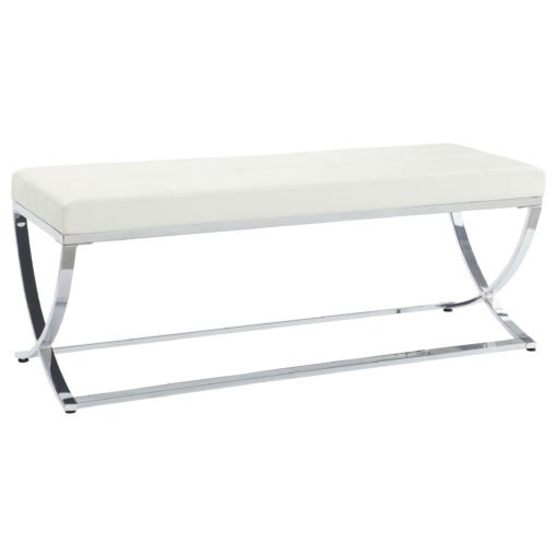 Walton Leatherette Upholstered Tufted Accent Bench White - Image 2
