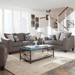 Salizar 2-piece Upholstered Flared Arm Sofa Set Grey