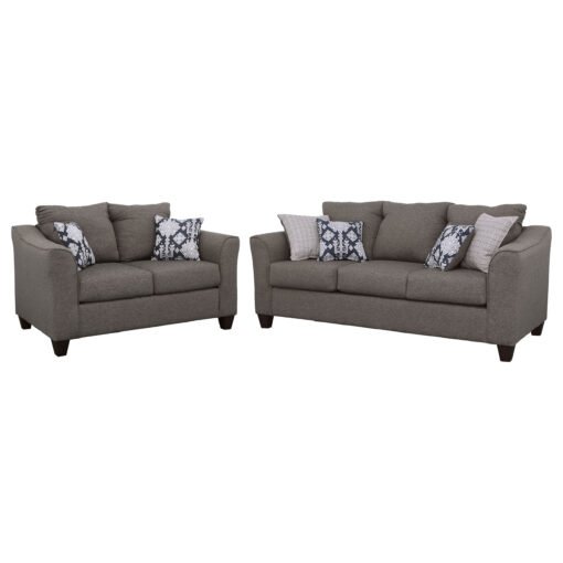 Salizar 2-piece Upholstered Flared Arm Sofa Set Grey - Image 2