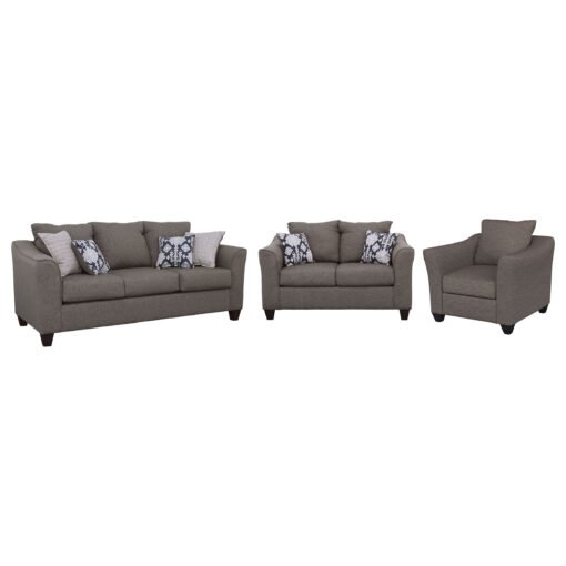 Salizar 3-piece Upholstered Flared Arm Sofa Set Grey - Image 2