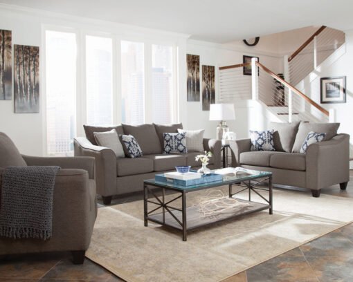Salizar Upholstered Flared Arm Loveseat Charcoal Grey - Image 7