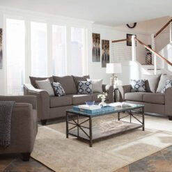 Salizar Upholstered Flared Arm Loveseat Charcoal Grey